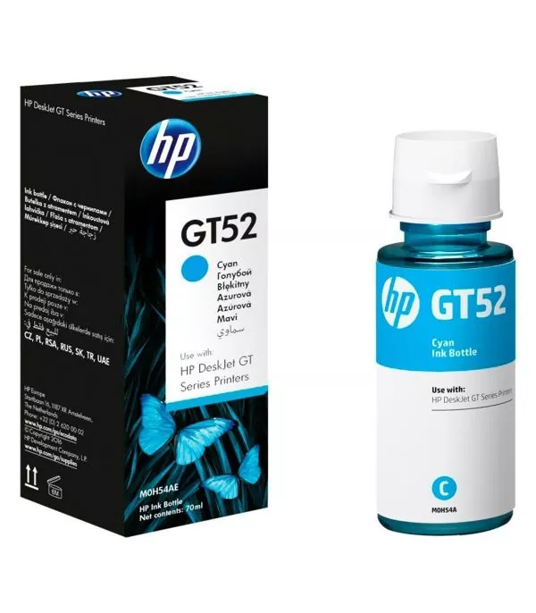 Bouteille d'encre HP GT52 Cyan - M0H54AE