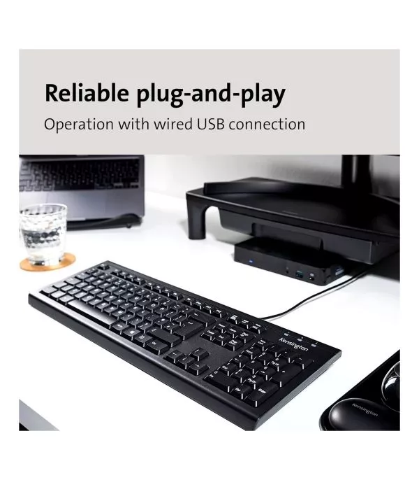 Clavier USB filaire Kensington ValuKeyboard AZERTY, 105 touches (1500109FR)