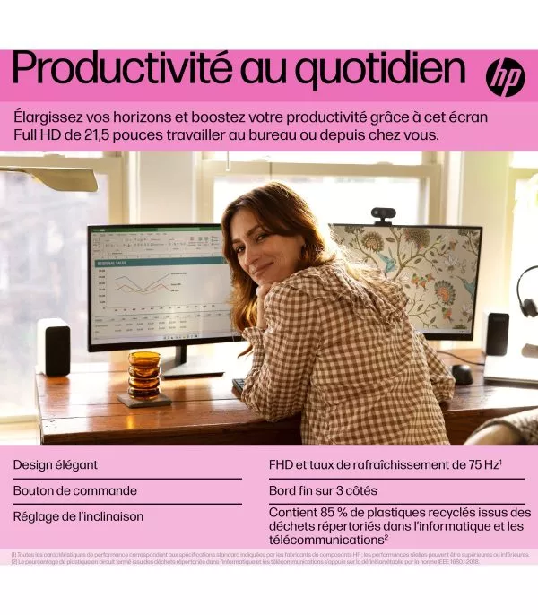 ecran-hp-p22-g5-fhd64x86aa-2 Écran HP P22 G5 21,5" Full HD - Moniteur PC HDMI/VGA (64X86AA)