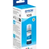 Epson 108 Cyan - Bouteille d'encre Epson EcoTank d'origine (C13T09C24A)
