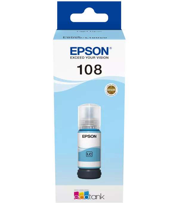 Epson 108 Cyan clair - Bouteille d'encre Epson EcoTank d'origine (C13T09C54A)