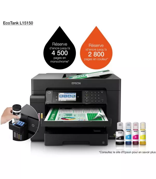 Epson EcoTank L15150 Imprimante A3+ multifonction à réservoirs rechargeables (C11CH72403)