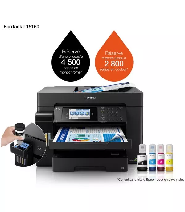 Epson EcoTank L15160 Imprimante A3+ multifonction à réservoirs rechargeables (C11CH71403)
