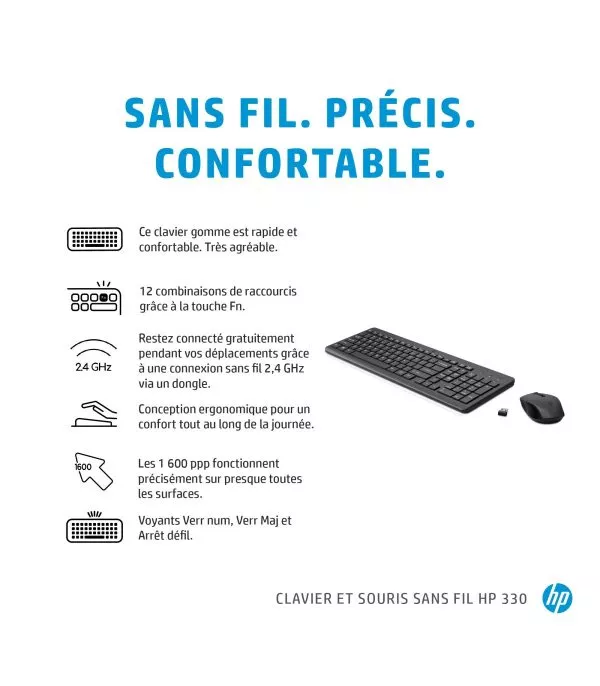 HP 330 Wireless Mouse & Keyboard Combo FR (2V9E6AA)