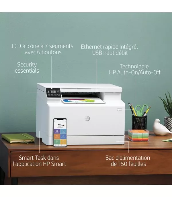 Imprimante Multifonction Laser Couleur HP LaserJet Pro M182n - 7KW54A