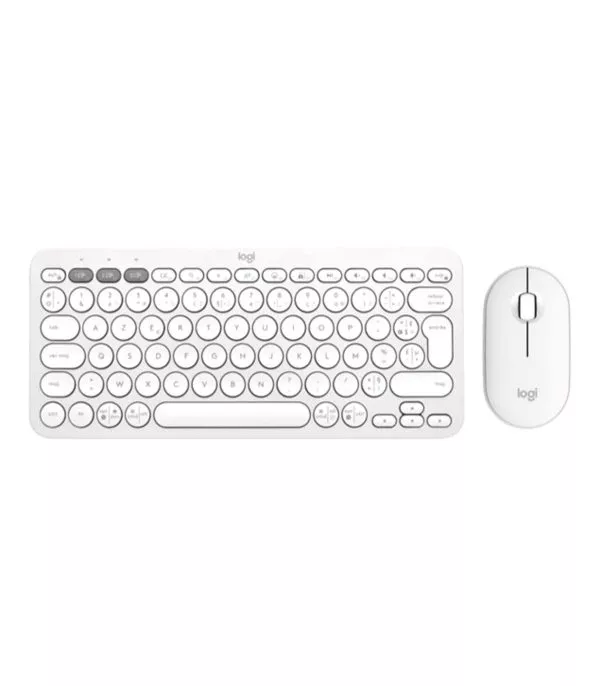 Logitech Pebble 2 Combo Sans Fil – Clavier & Souris AZERTY Tonal White (920-012210)