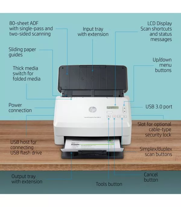 scanner-hp-scanjet-enterprise-flow-5000-s5-6fw09a-3 Scanner HP ScanJet Enterprise Flow 5000 s5 - (6FW09A)