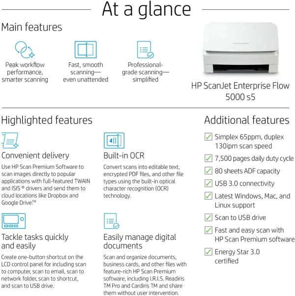 Scanner HP ScanJet Enterprise Flow 5000 s5 (6FW09A)