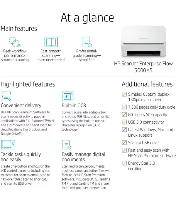 scanner-hp-scanjet-enterprise-flow-5000-s5-6fw09a-7 Scanner HP ScanJet Enterprise Flow 5000 s5 - (6FW09A)