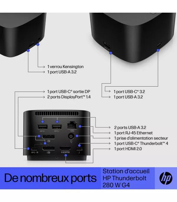 Station d’accueil HP Thunderbolt 280 W G4  (4J0G4AA)