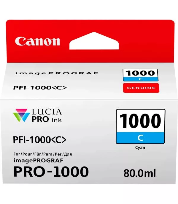 Canon PFI-1000C Cyan - Cartouche d'encre Canon d'origine (0547C001AA)
