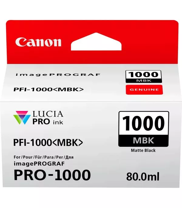 Canon PFI-1000MBK Noire mate - Cartouche d'encre Canon d'origine (0545C001AA)