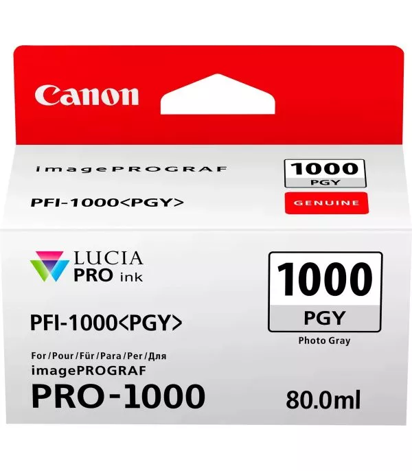 Canon PFI-1000PGY Gris Photo - Cartouche d'encre Canon d'origine (0553C001AA)