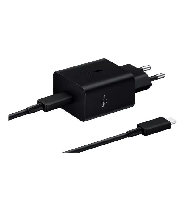 Chargeur mural Samsung 45W USB-C avec câble USB-C 1,8 m, noir – (EP-T4511XBEGWW)
