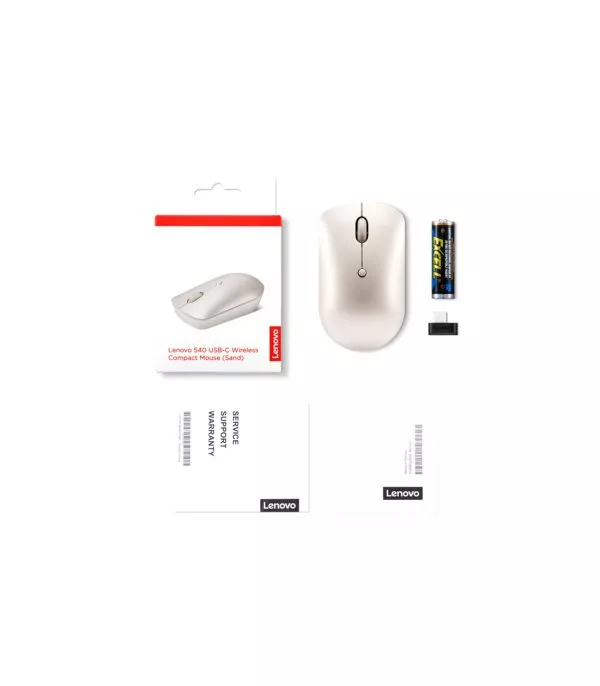 Lenovo 540 Souris Sans Fil Compacte USB-C (Sand) – 2400 DPI (GY51D20873)