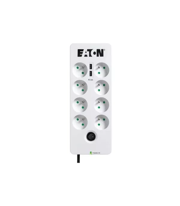 Multiprise parasurtenseur Eaton Boîtier de Protection PB8TUF 8 prises avec 2 portes de téléphone
