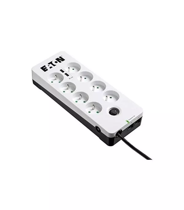 Multiprise parasurtenseur Eaton Boîtier de Protection PB8TUF 8 prises avec 2 portes de téléphone
