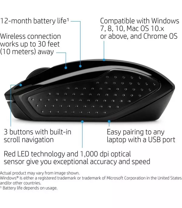 Souris HP Sans Fil 200 - X6W31AA