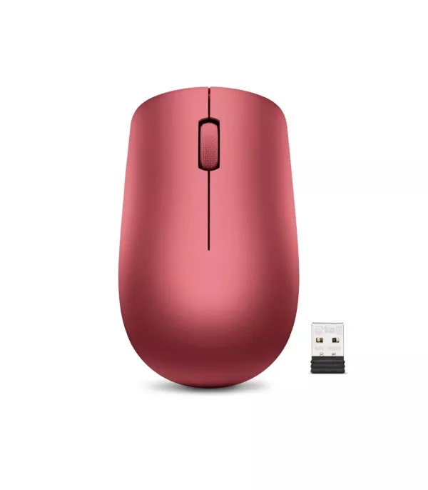 Souris sans fil Lenovo 530 rouge cerise – 1200 DPI, USB Nano, ambidextre (GY50Z18990)