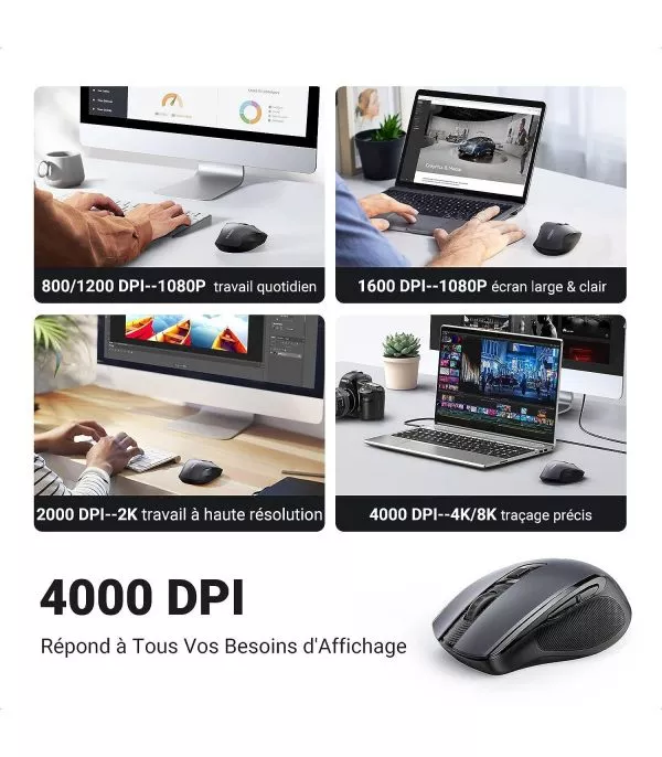 souris-sans-fil-ugreen-design-ergonomique-24ghz-noir-90545-3 Souris sans fil Ugreen Design Ergonomique 2.4GHz - Noir (90545)