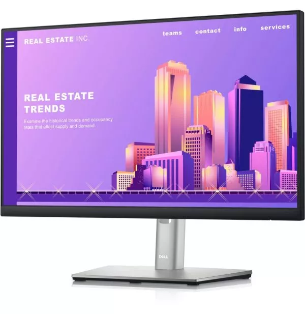 Écran 21,5" Full HD Dell P2222H-3Y - Fonctions de réglage de position complètes et bordures ultra-fines