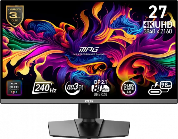 Écran Gaming 27" 4K UltraHD MSI MPG 272URX QD-OLED (9S6-3CD79A-054)