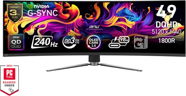 Écran incurvé Gaming 49" DQHD MSI MPG 491CQPX QD-OLED (9S6-3FA84T-028)