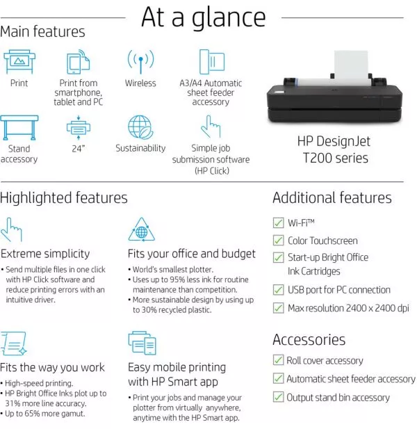 Traceur HP DesignJet T230 de 24 pouces (5HB07A)