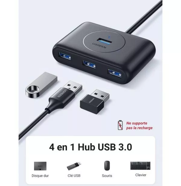 HUB USB 3.0 Ugreen 4 en 1 - 1M (20291)