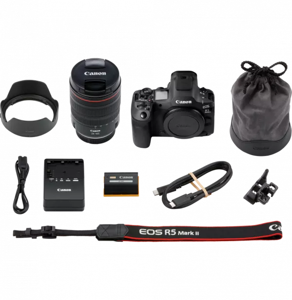 Appareil photo hybride Canon EOS R5 Mark II + Objectif RF 24-105mm F4L IS USM (6536C016AA)