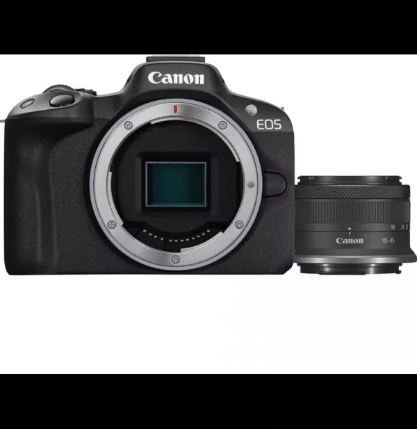 Appareil photo hybride Canon EOS R50 + objectif RF-S 18-45mm F4.5-6.3 IS STM (5811C013AA)