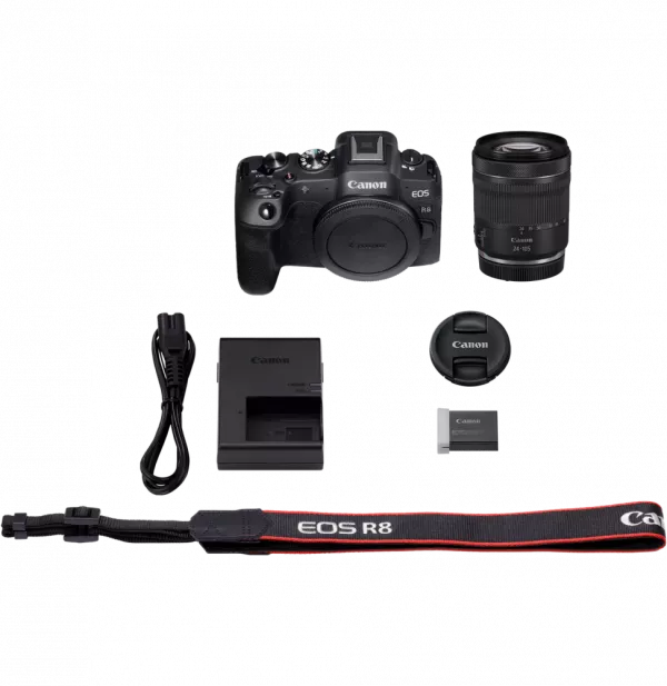 Appareil photo hybride Canon EOS R8 + Objectif RF24-105 F4-7.1 IS STM (5803C095)