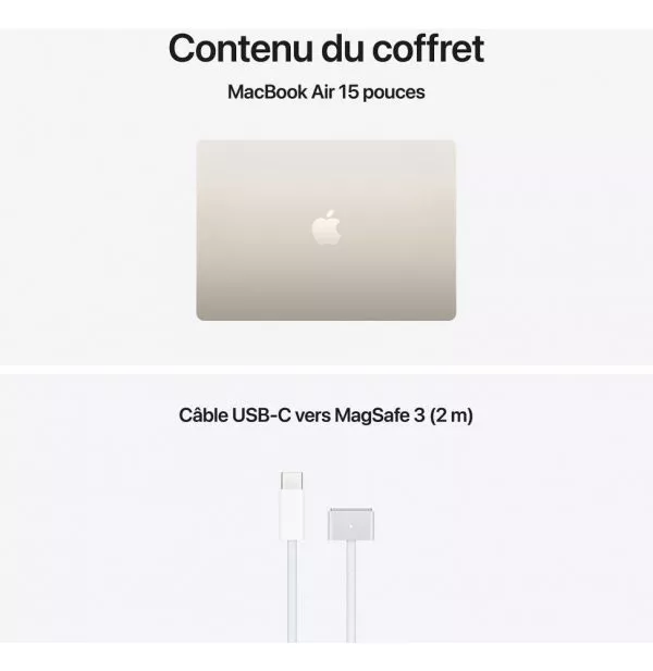 Apple MacBook Air 15 pouces M5 16 Go 1 To Lumière Stellaire (MDVE4FN/A)