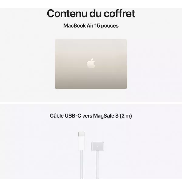 Apple MacBook Air 15 pouces M5 24 Go 1 To Lumière Stellaire (MDVF4FN/A)