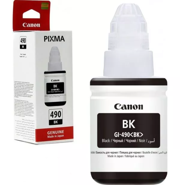 Canon GI-490 BK Noir - Bouteille d'encre Canon d'origine (0663C001AC)