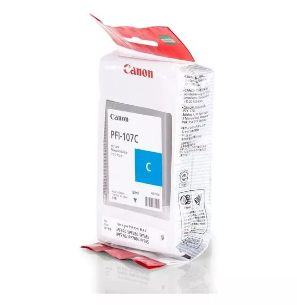 Canon PFI-107C Cyan 130 ml - Bouteille d'encre Canon d'origine (6706B001AA)