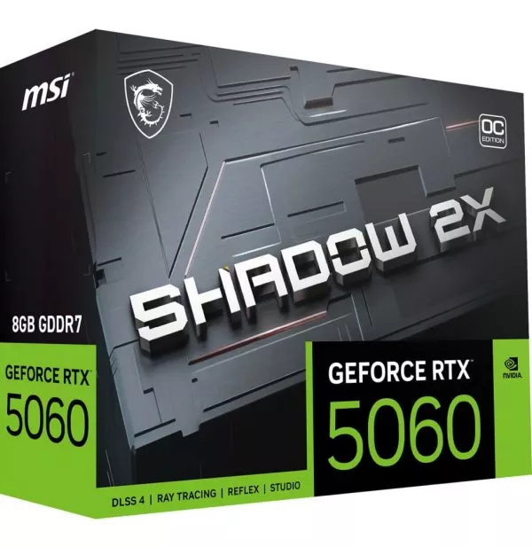 Carte Graphique MSI GeForce RTX 5060 8G SHADOW 2X OC BULK (912-V537-110)