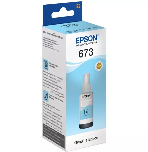 Epson 673 LC (T6735) Cyan Clair - Bouteille d'encre Epson d'origine (C13T67354A)