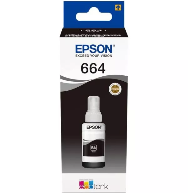 Epson 664 BK (T6641) Noir - Bouteille d'encre Epson d'origine (C13T66414A)