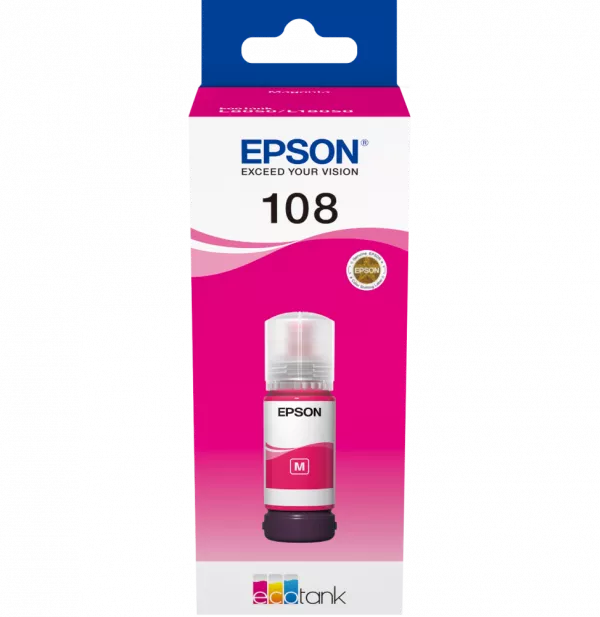 Epson 108 Magenta - Bouteille d'encre Epson EcoTank d'origine (C13T09C34A)