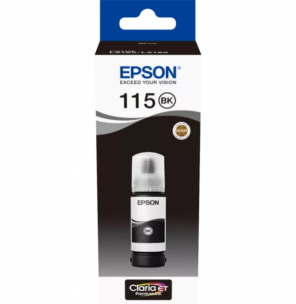 Epson 115 Noir - Bouteille d'encre Epson EcoTank d'origine (C13T07C14A)
