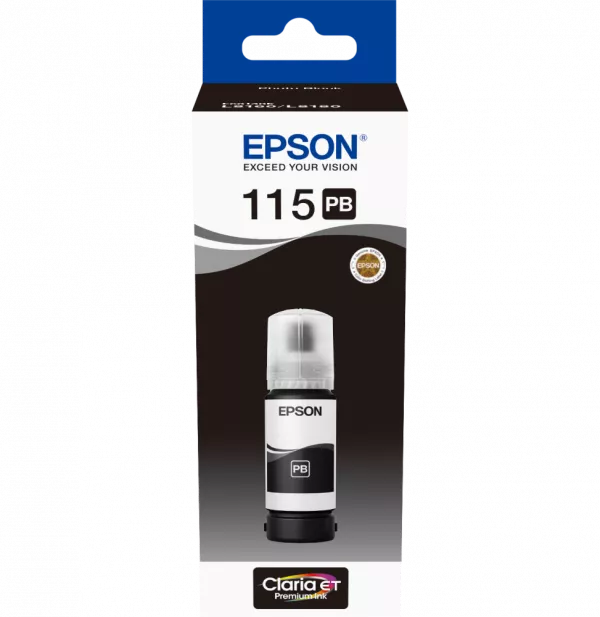 Epson 115 Photo Noir - Bouteille d'encre Epson EcoTank d'origine (C13T07D14A)