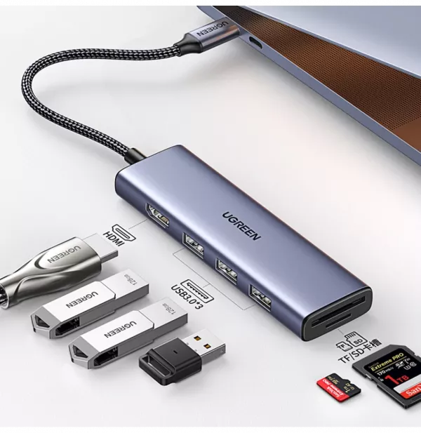 HUB USB-C Ugreen 6 en 1 - 4K (20956A)