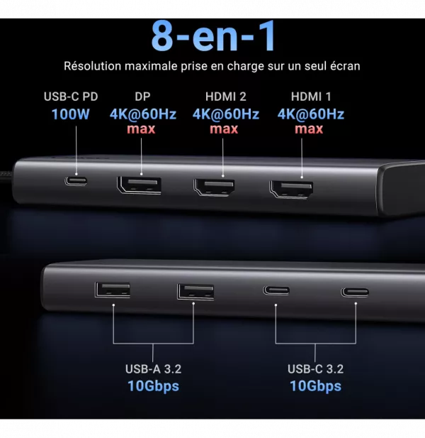 Hub USB-C Ugreen Revodok 8 en 1 (35625)
