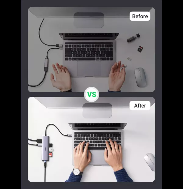 HUB Ugreen USB-C 7 en 1 Supporte PD (Power Delivery) 100W Recharge (90568)