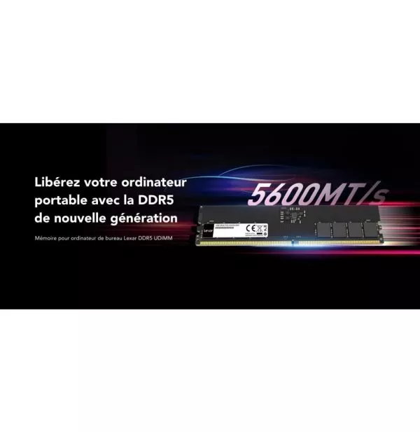 Barrette mémoire Lexar U-DIMM 32 Go DDR5 5600 MHz - PC Bureau (LD5U32G56C46ST-BGS)
