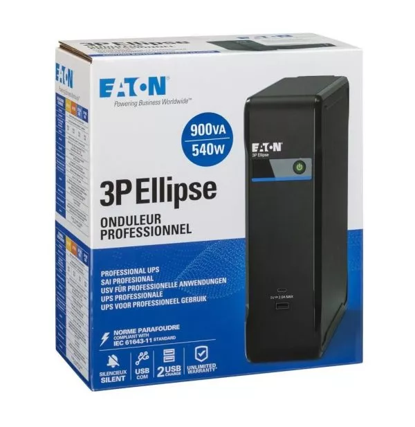 Onduleur Off-line Eaton 3P Ellipse 3P900UF - 540 W / 900 VA - 4 prises FR + USB