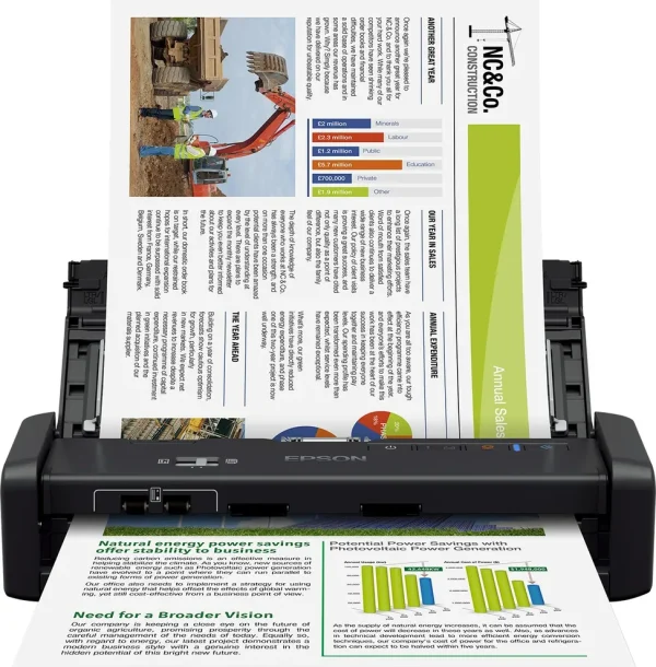 Scanner portable Epson WorkForce DS-360W avec Wi-Fi et batterie (B11B242401)