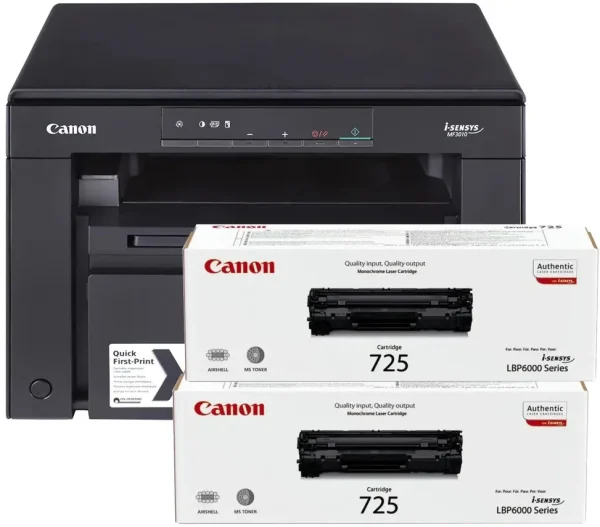 Imprimante A4 Multifonction Laser Monochrome Canon i-SENSYS MF3010 +2 Toner 725 (5252B034AA)