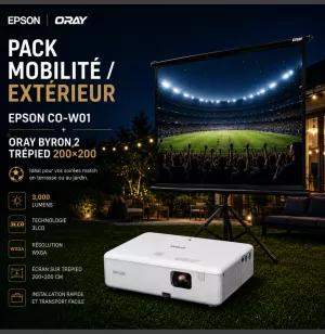 Pack extérieur: EPSON CO-W01 + ORAY Byron 2 trépied 200×200